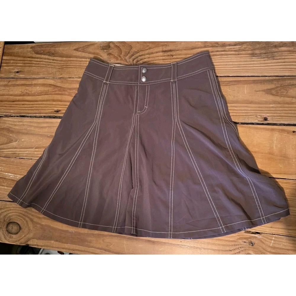 Athleta Womens Size 2 Skort Dual Snap Zip-Fly Taupe Brown Activewear GorpCore